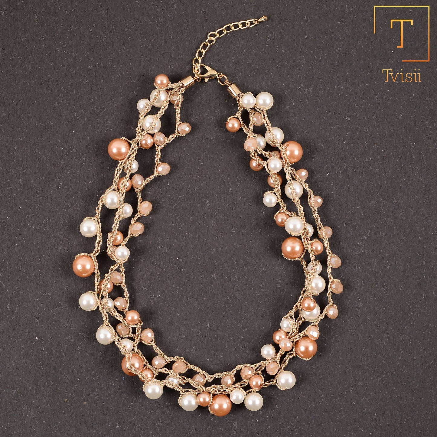 Statement pearls- Pearl studded statement neckpiecegolden minimal layered necklace