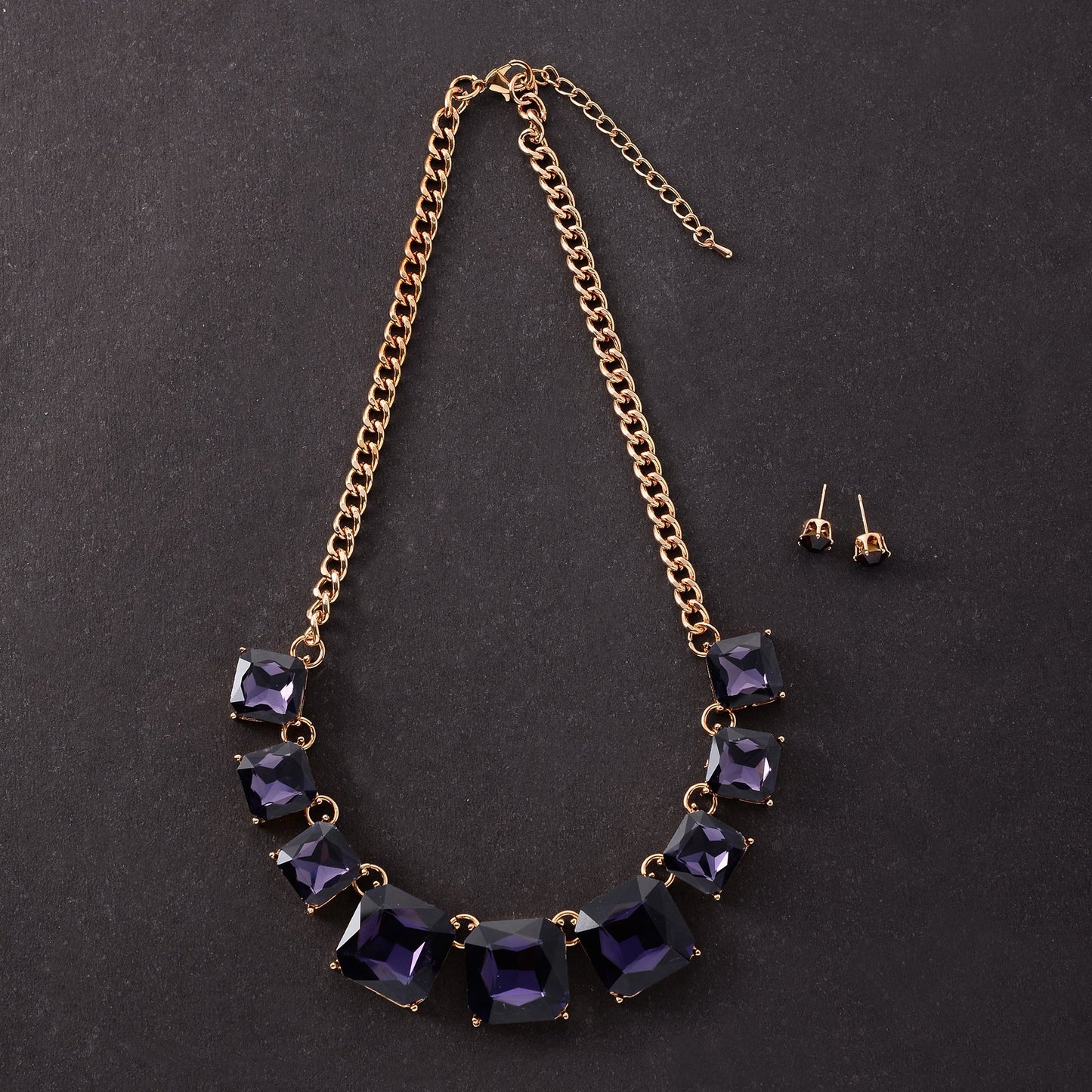 Dazzling Muse- Stone studded statement neckpiece(Purple)
