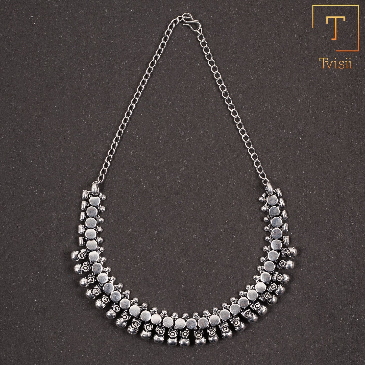 Mrinala-Brass Oxidised Necklace