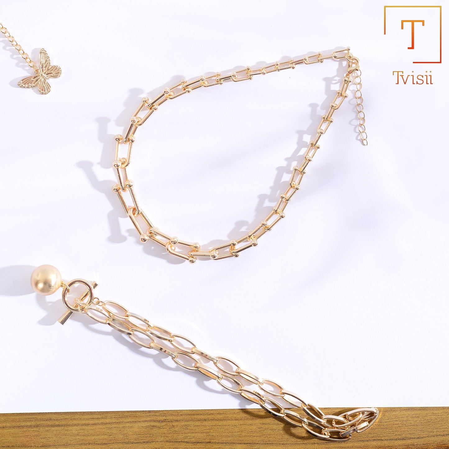 Ocean Beam- golden minimal layered necklace