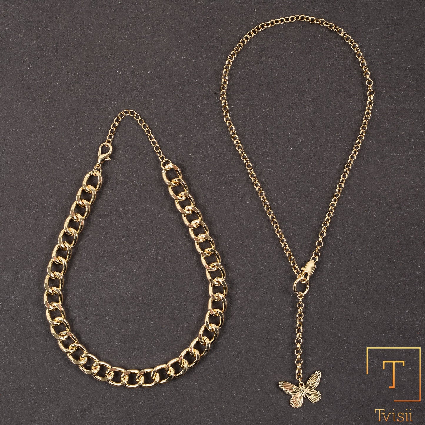 Forest Gleam- golden minimal layered necklace
