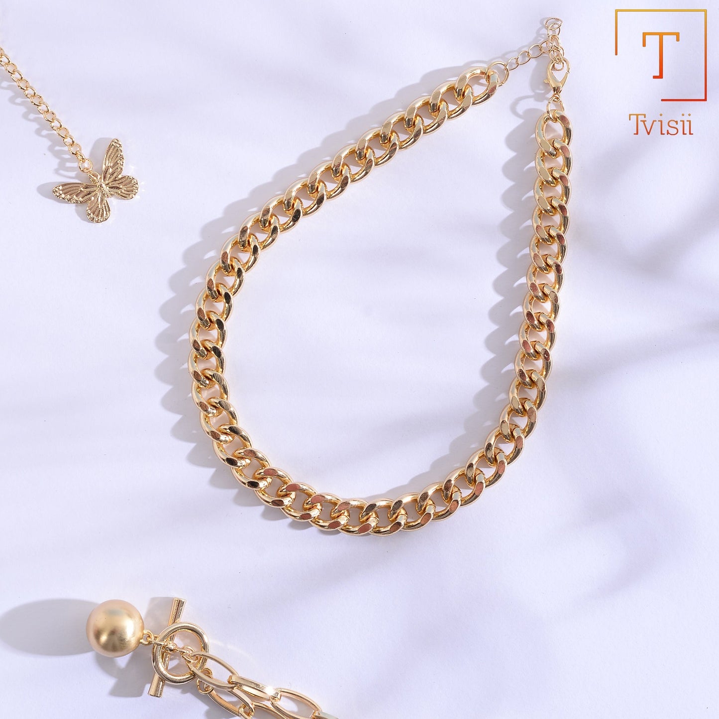 Golden Horizon- golden minimal layered necklace