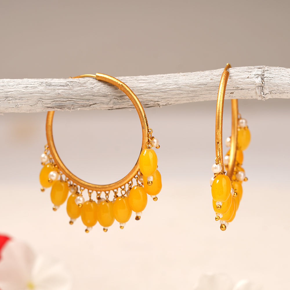 Zoya – Hanging Pearl Hoop Earrings
