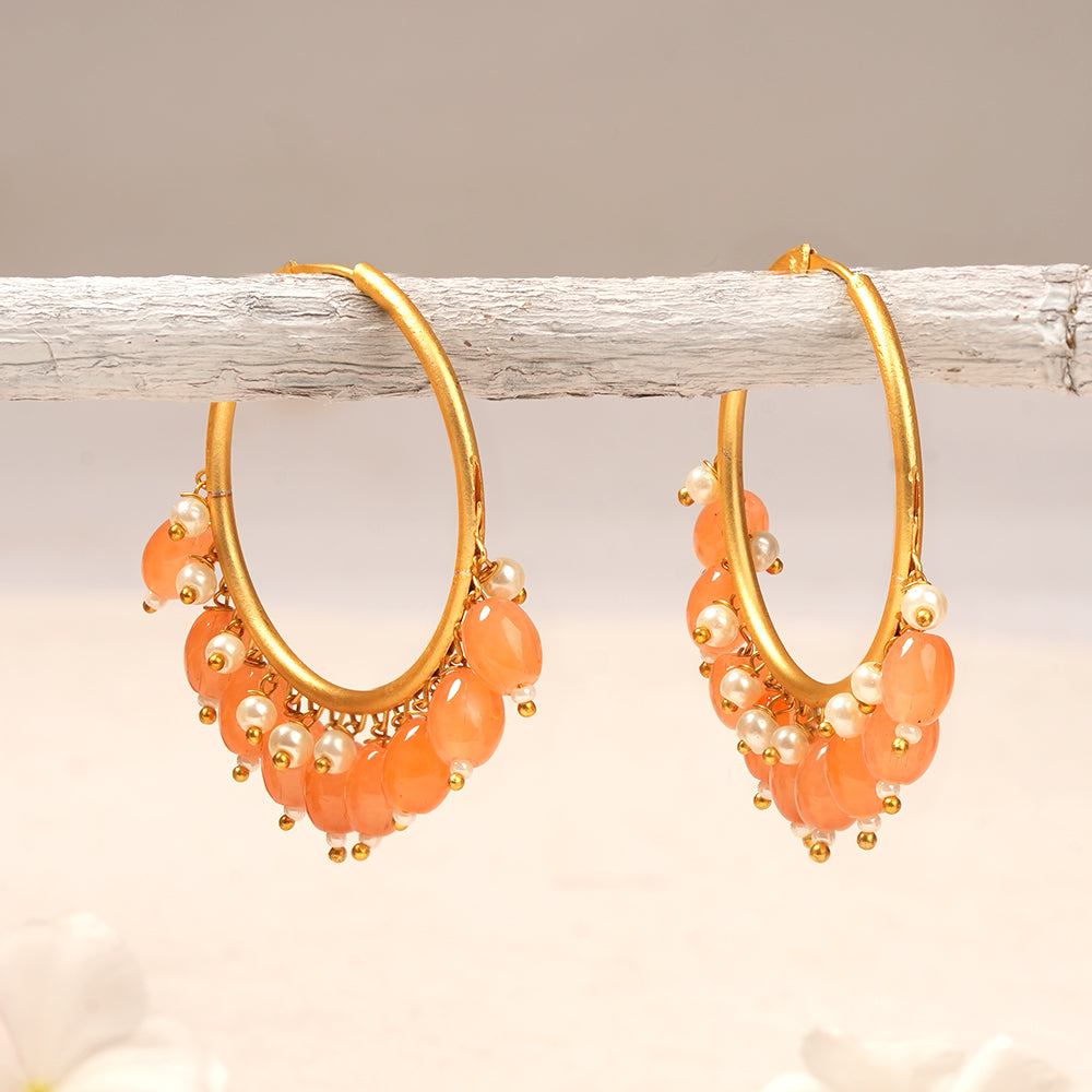 Zoya – Hanging Pearl Hoop Earrings