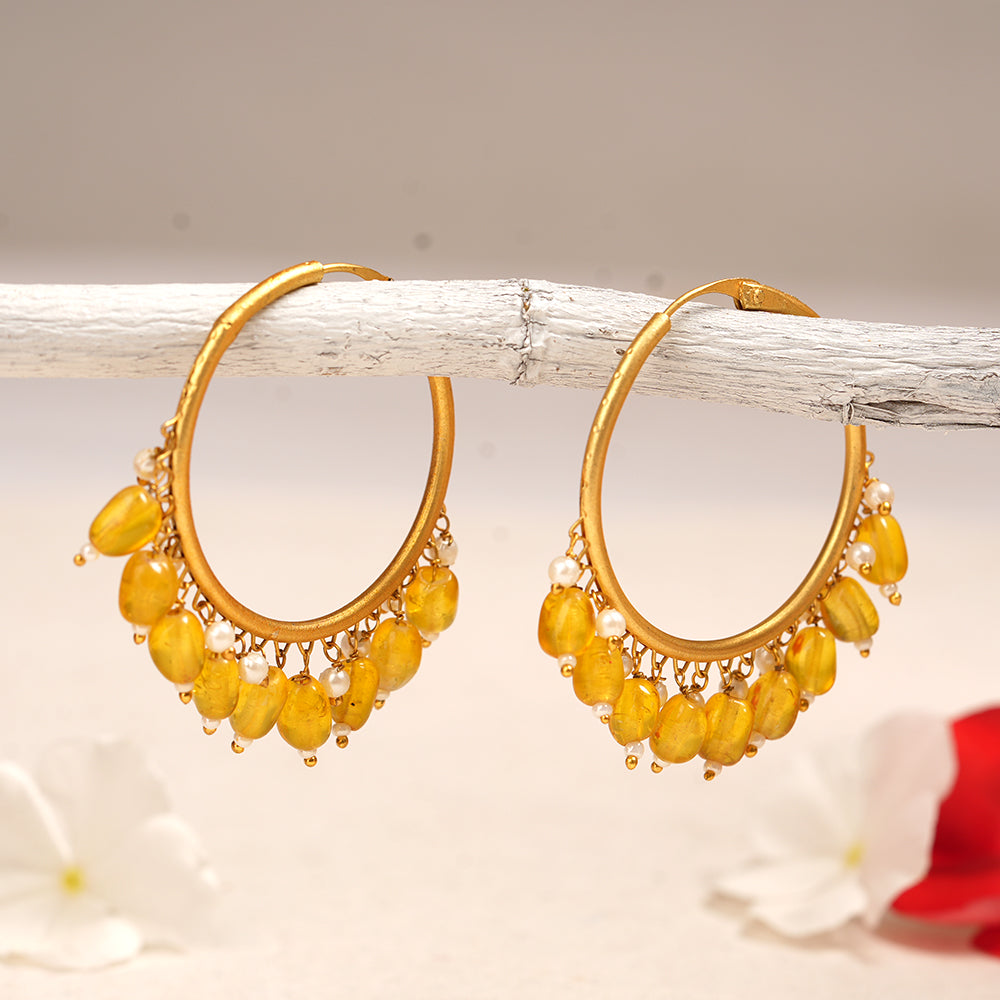 Zoya – Hanging Pearl Hoop Earrings
