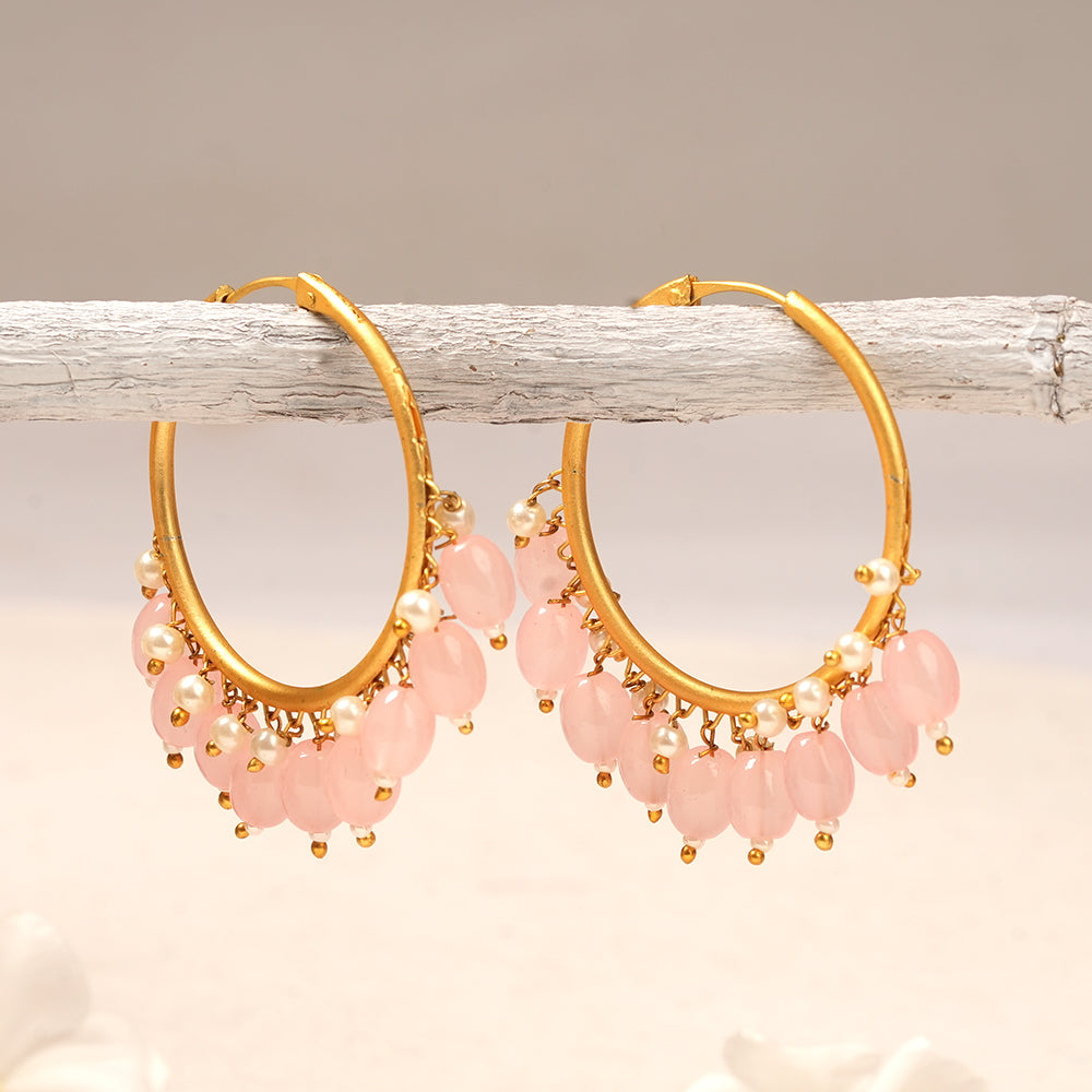 Zoya – Hanging Pearl Hoop Earrings