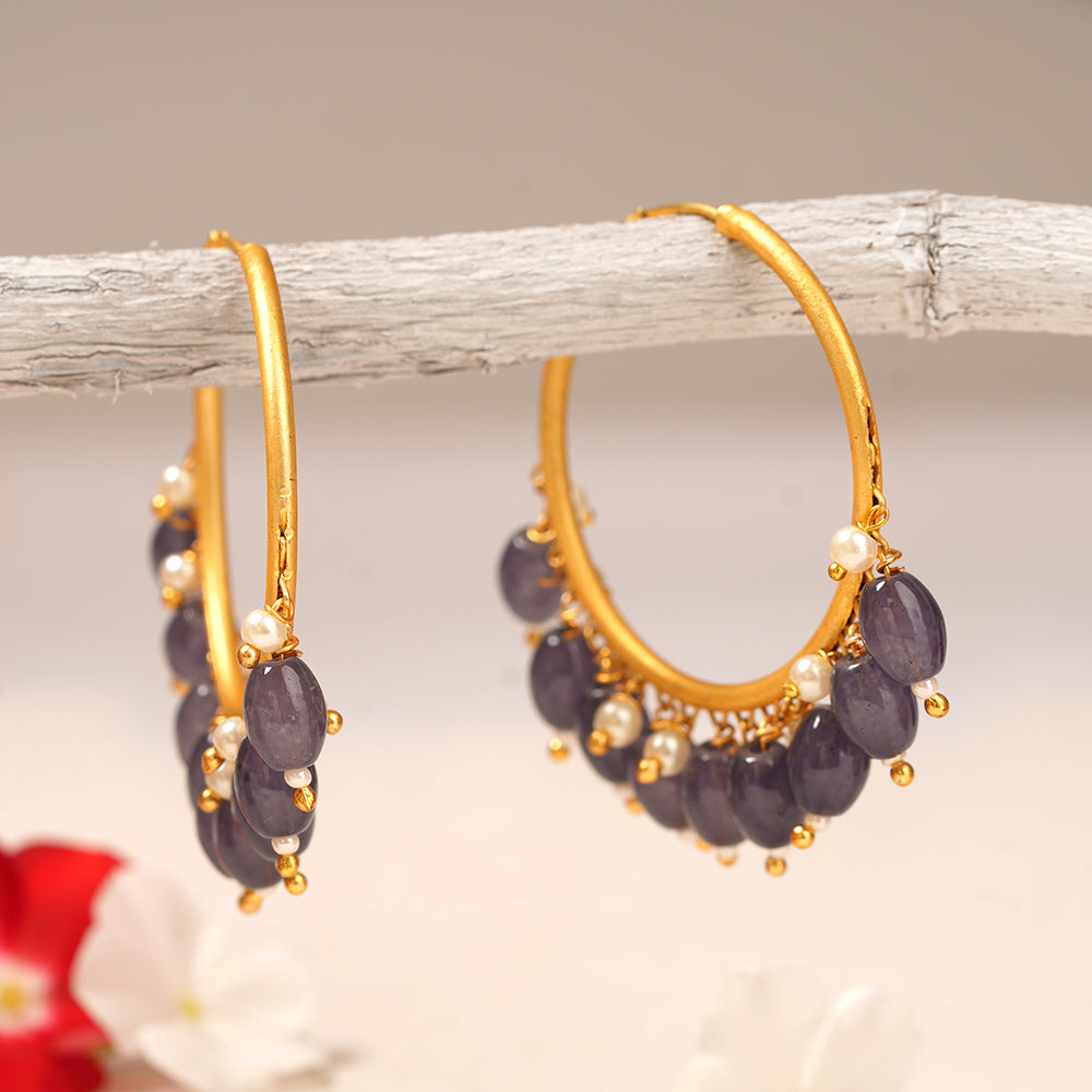 Zoya – Hanging Pearl Hoop Earrings