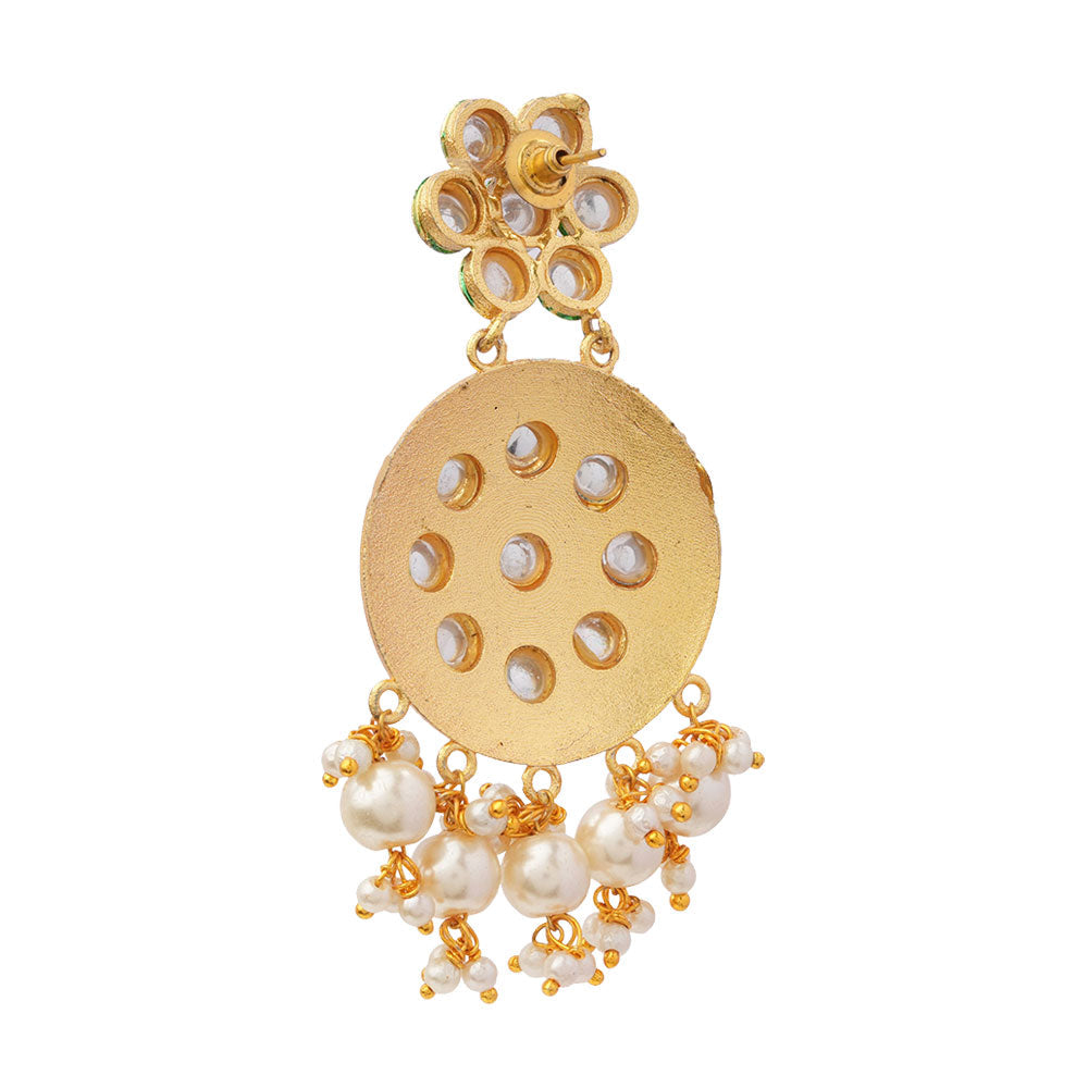 Aarya- Meenakari Work Hanging Pearl Dangler Earrings(Multicolored)