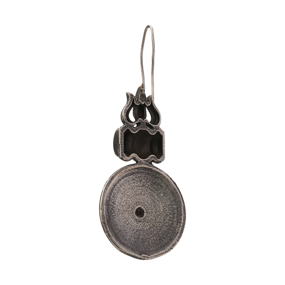 Trishool- Silver Brass Oxidised dangler earrings(Black)