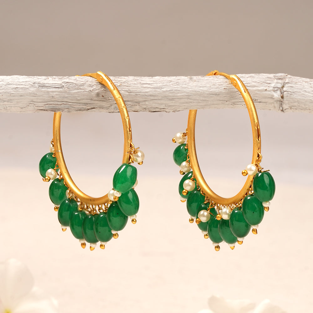 Zoya – Hanging Pearl Hoop Earrings