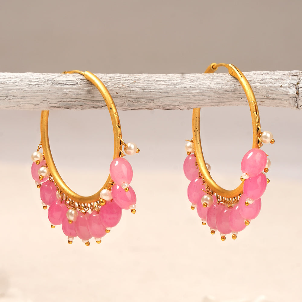 Zoya – Hanging Pearl Hoop Earrings