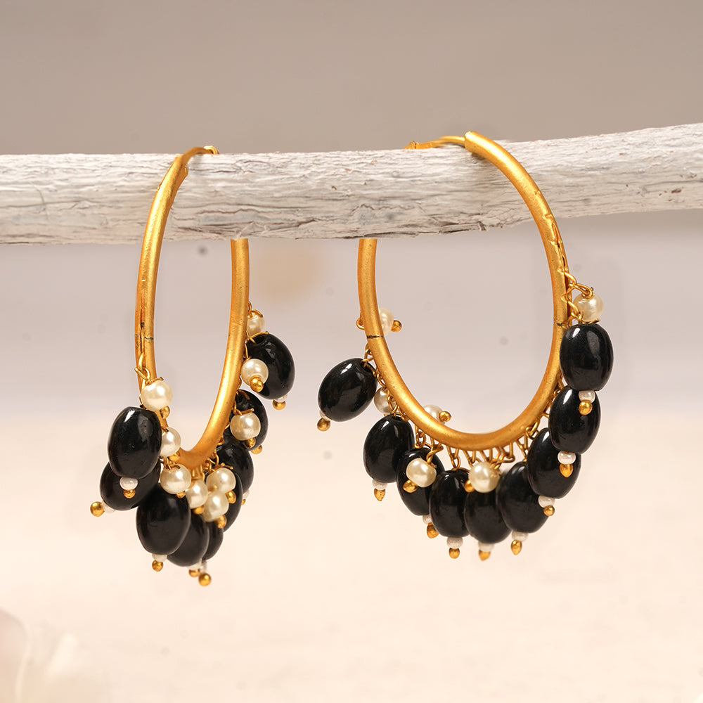 Zoya – Hanging Pearl Hoop Earrings