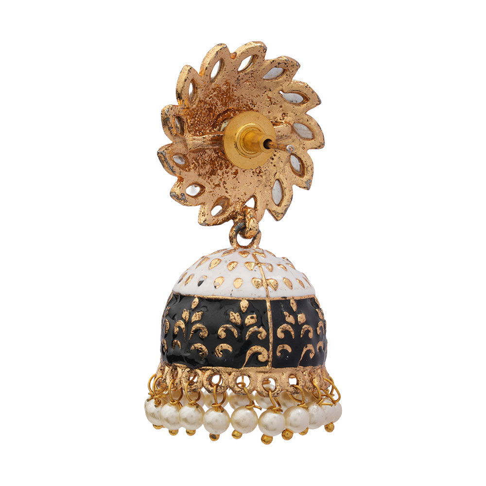 Avni- Stone Studded Hanging Pearls Jhumka Earrings