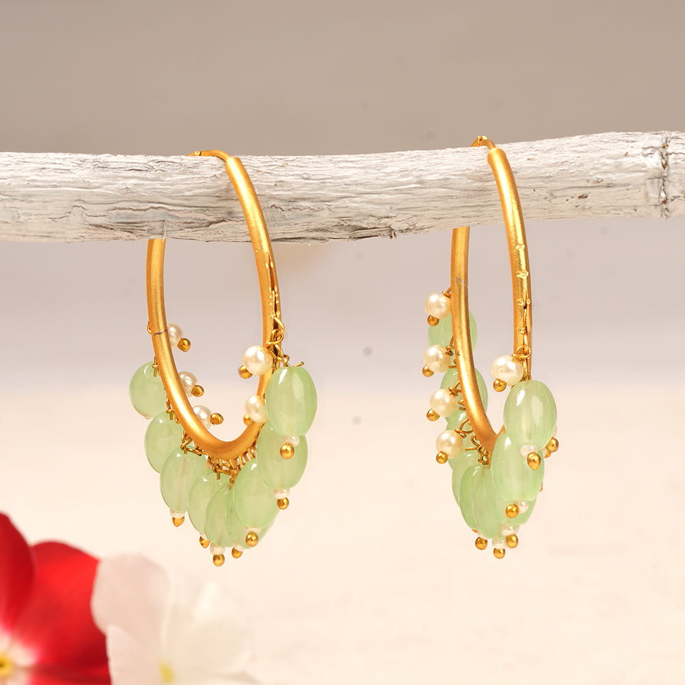 Zoya – Hanging Pearl Hoop Earrings