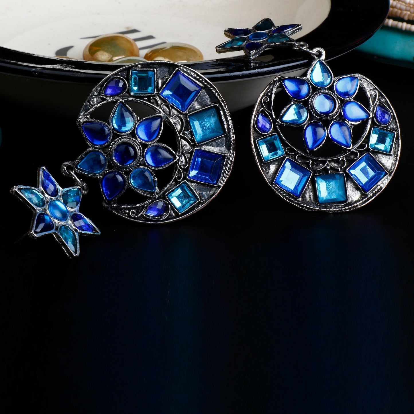 Moonstone beauty- stone studded dangler earrings
