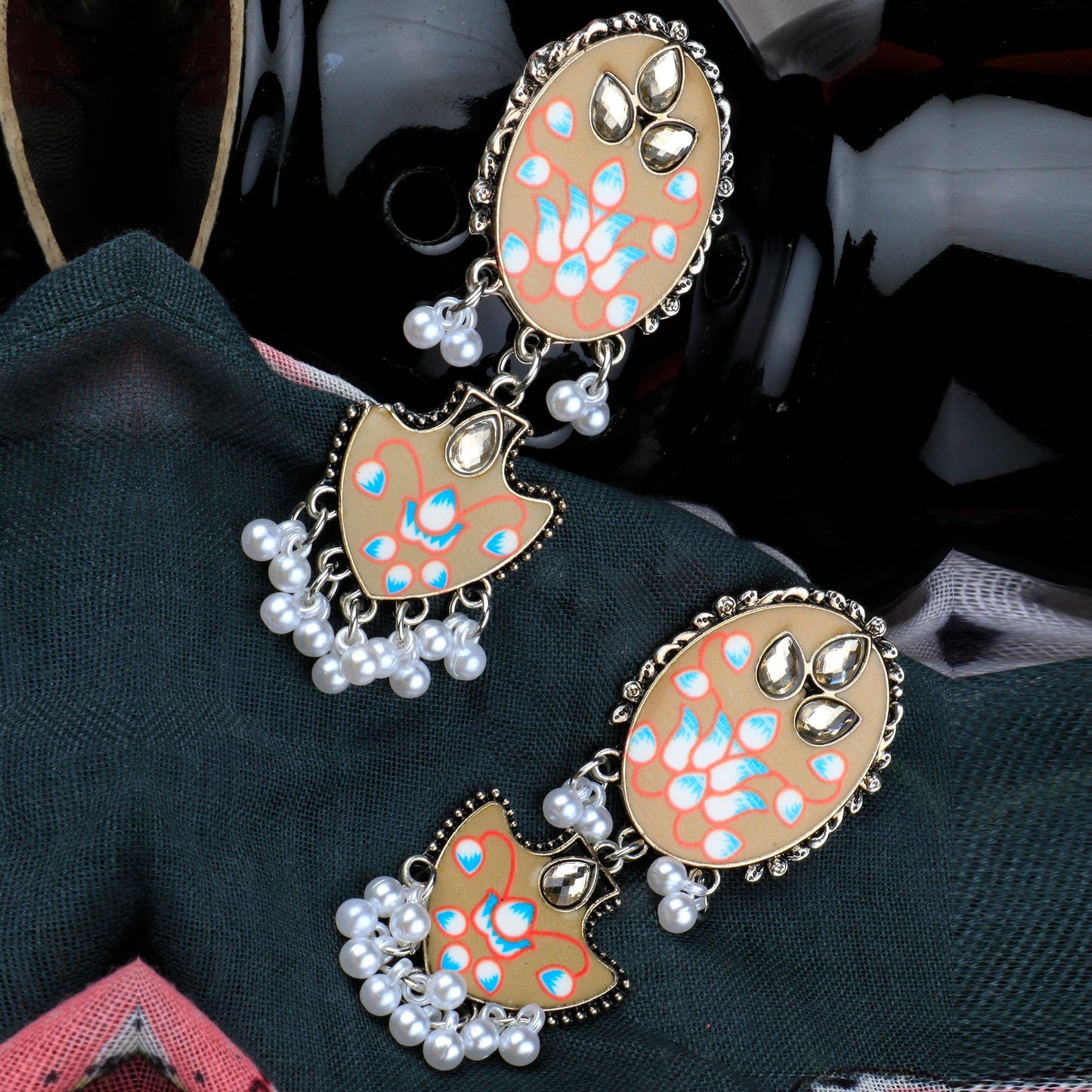 Meena craft- Hand painted Dangler earringfs