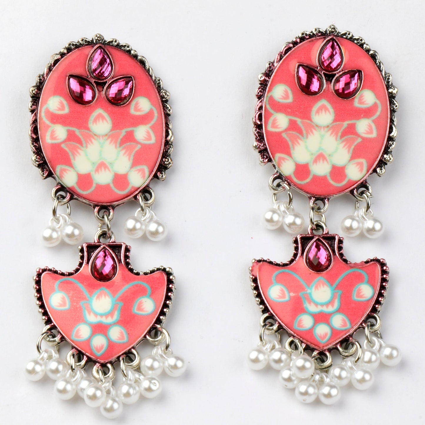 Brush bloom- Hand painted dangler earrings