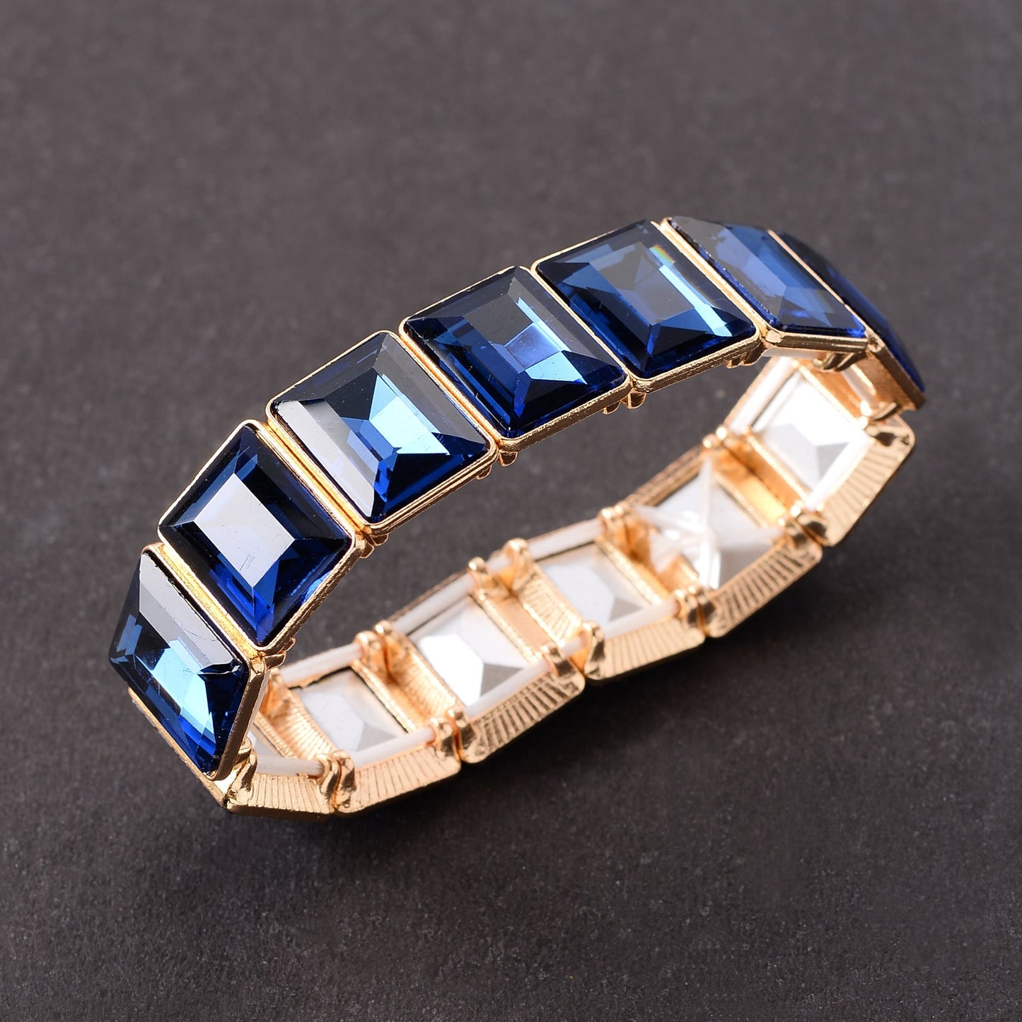 Stone slay- Stone studded Statement bracelet(blue)