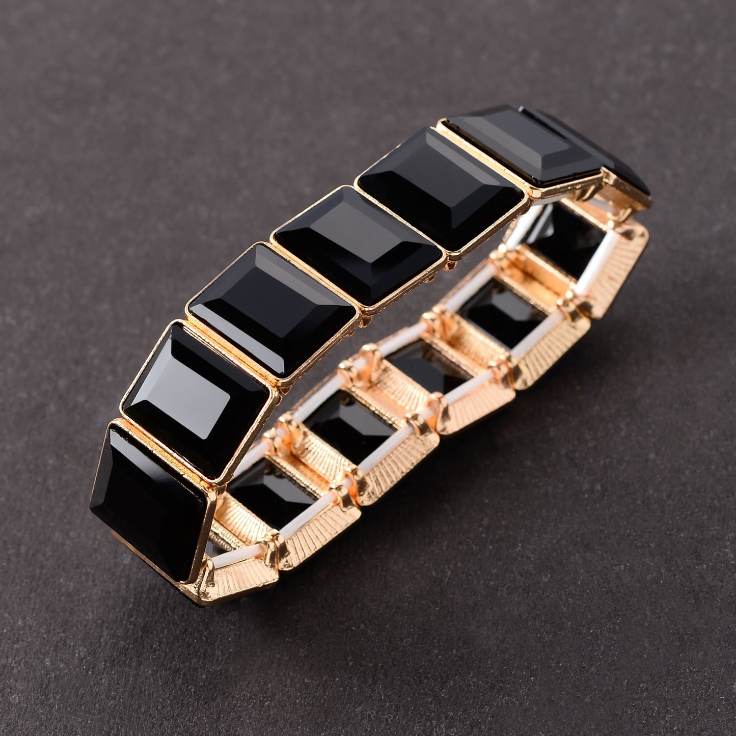 Stone slay- Stone studded Statement bracelet(Black)