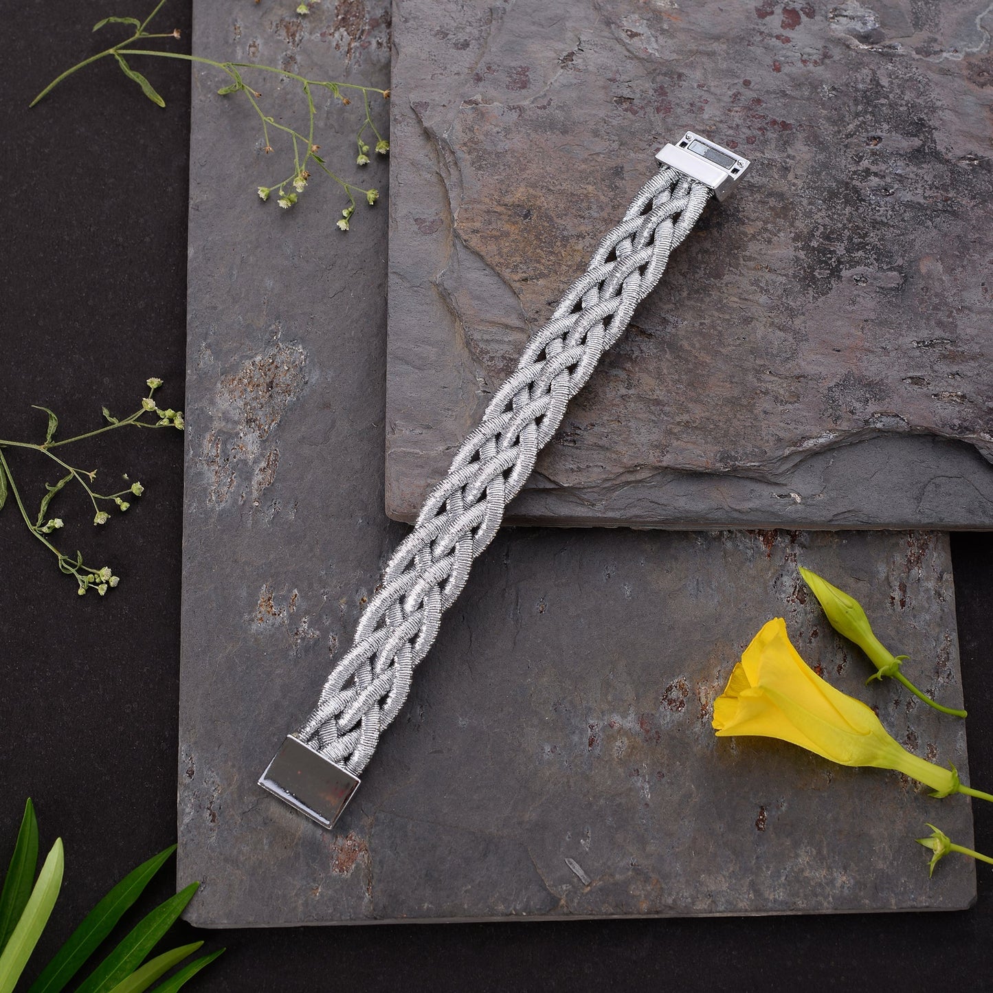 Bound Braid- Silver braided Bracelet
