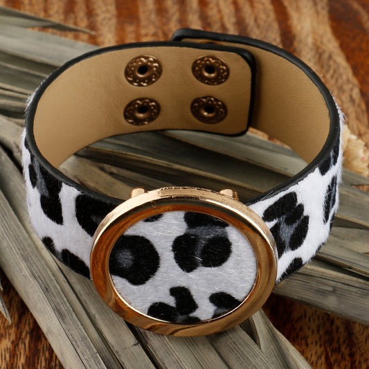 Earthbound Band- Animal Print leather bracelet