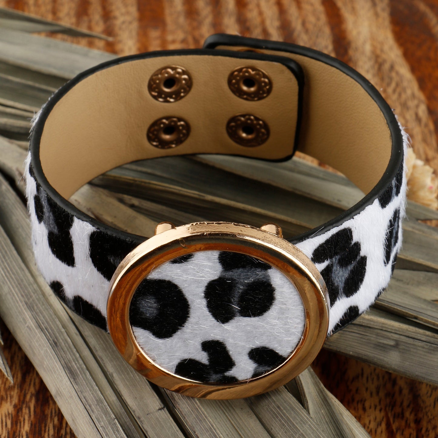 Earthbound Band- Animal Print leather bracelet
