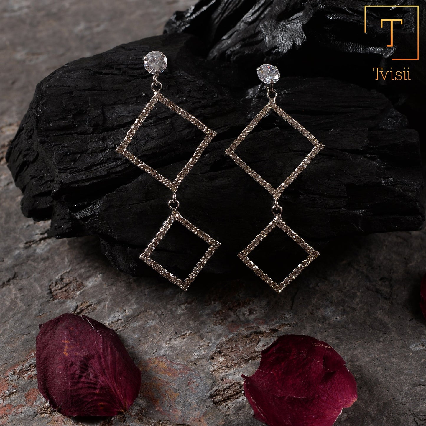 Moon Bloom- Stone studded Dangler earrings