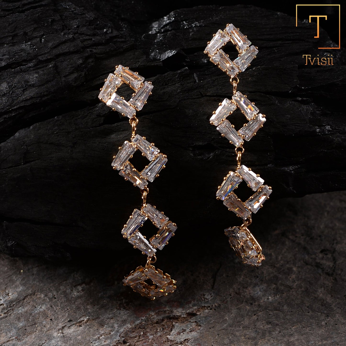 Lustre Thread- Stone studded Dangler earrings