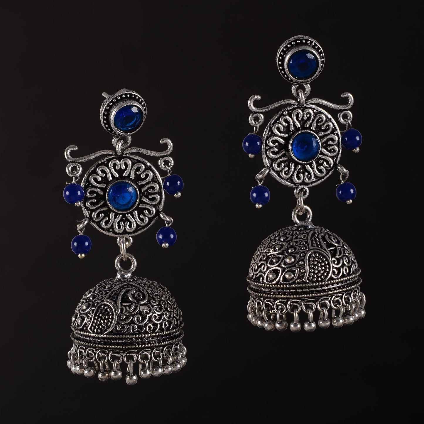 Mallika- Silver Toned Brass Jhumka Earrings