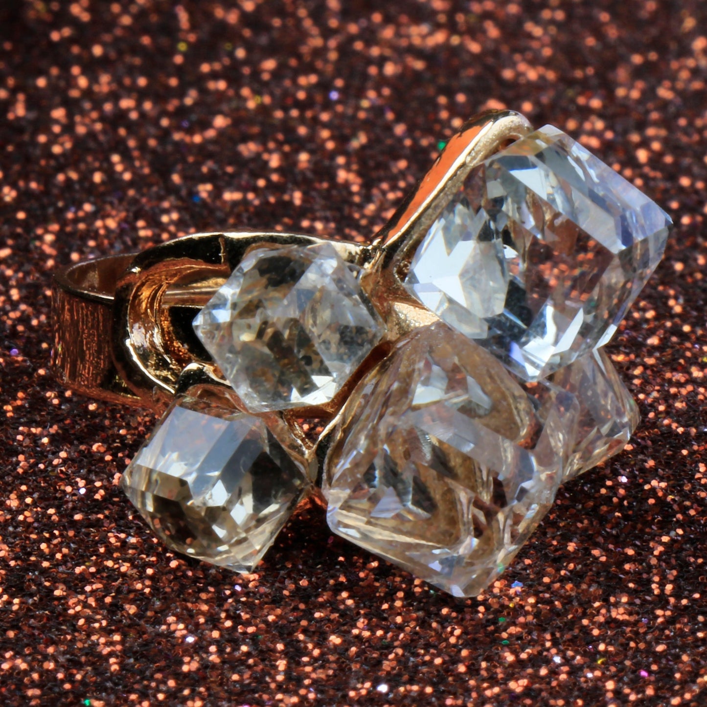 Crystal Loop- Stone studded metal ring