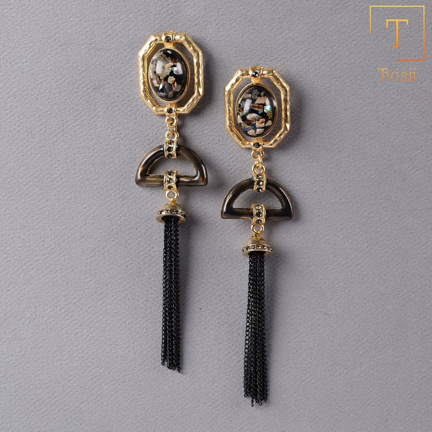 Lustre Pattern- Stone studded dangler earrings