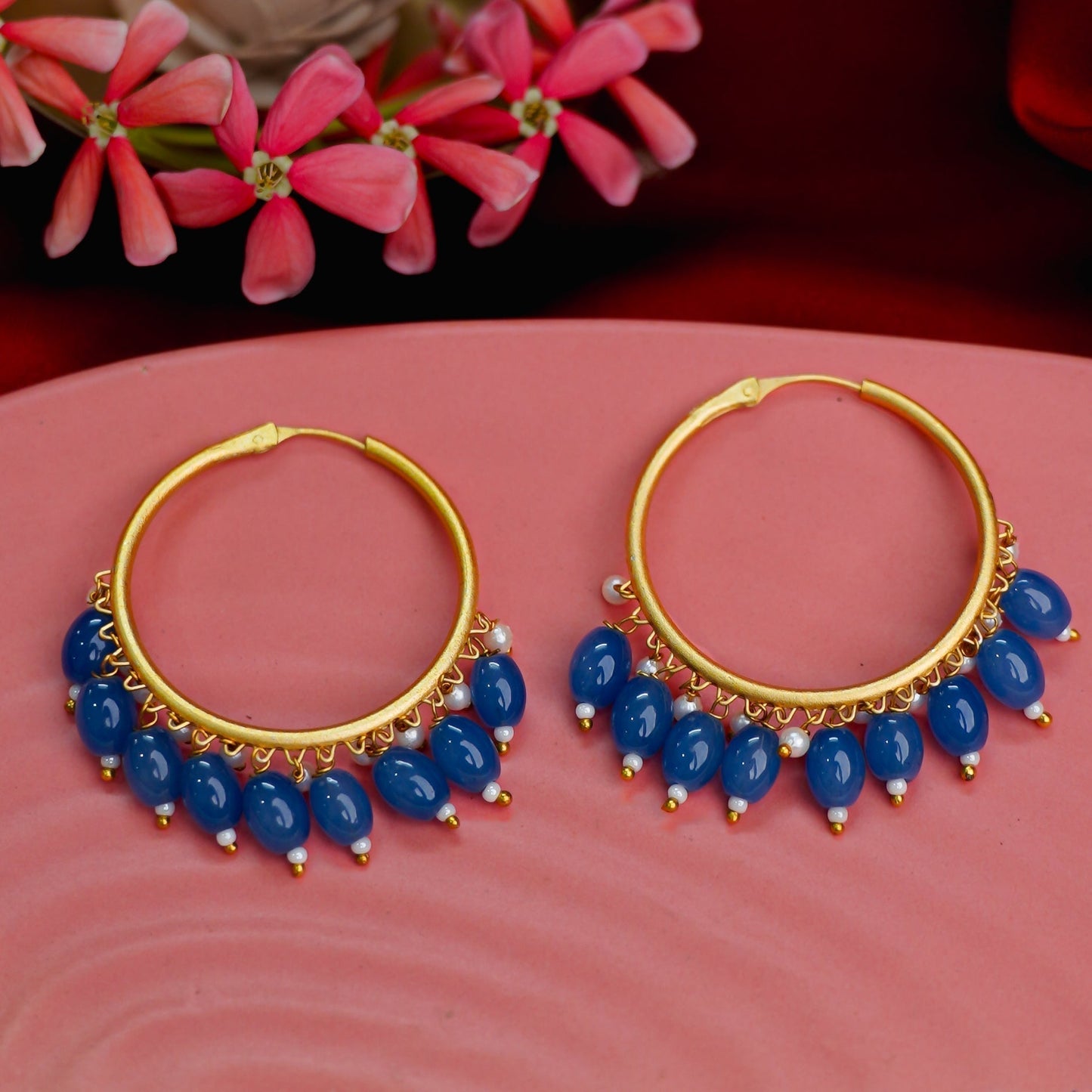 Zoya – Hanging Pearl Hoop Earrings