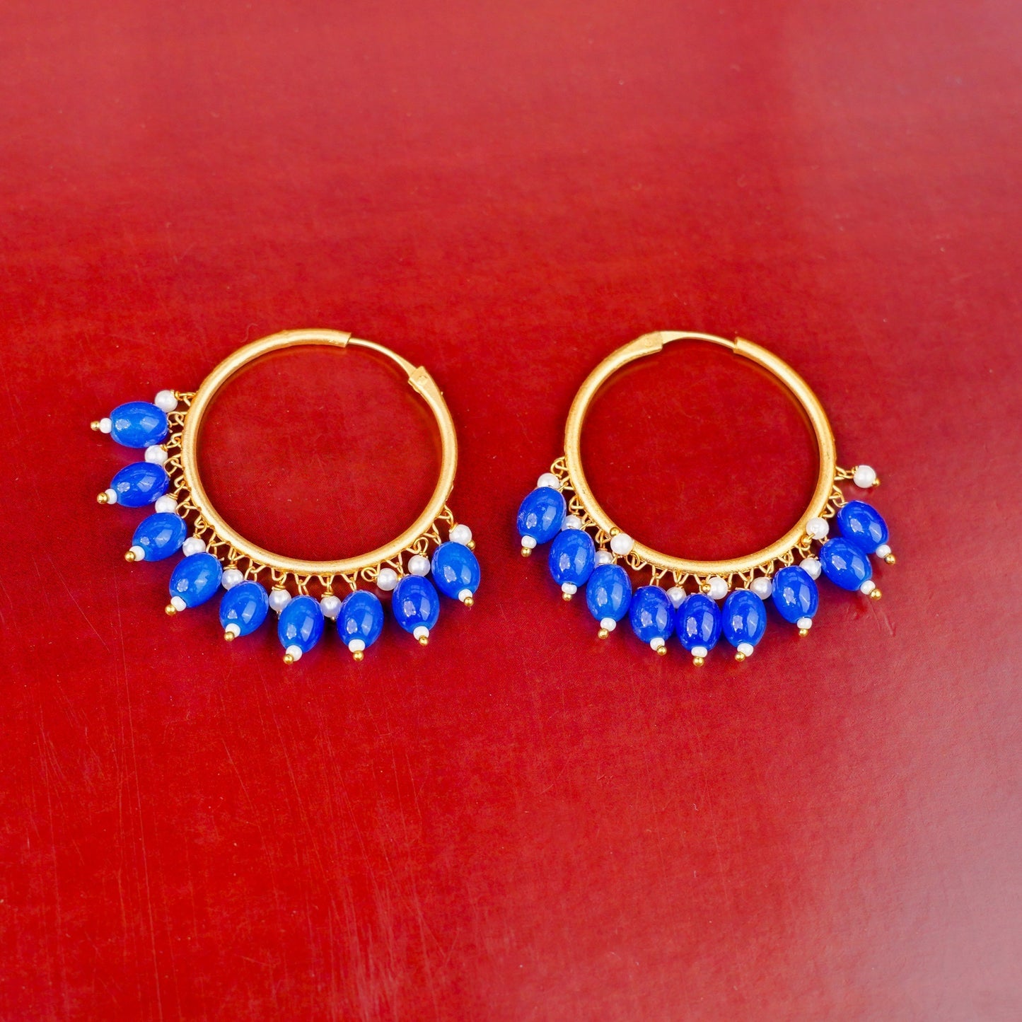 Zoya – Hanging Pearl Hoop Earrings
