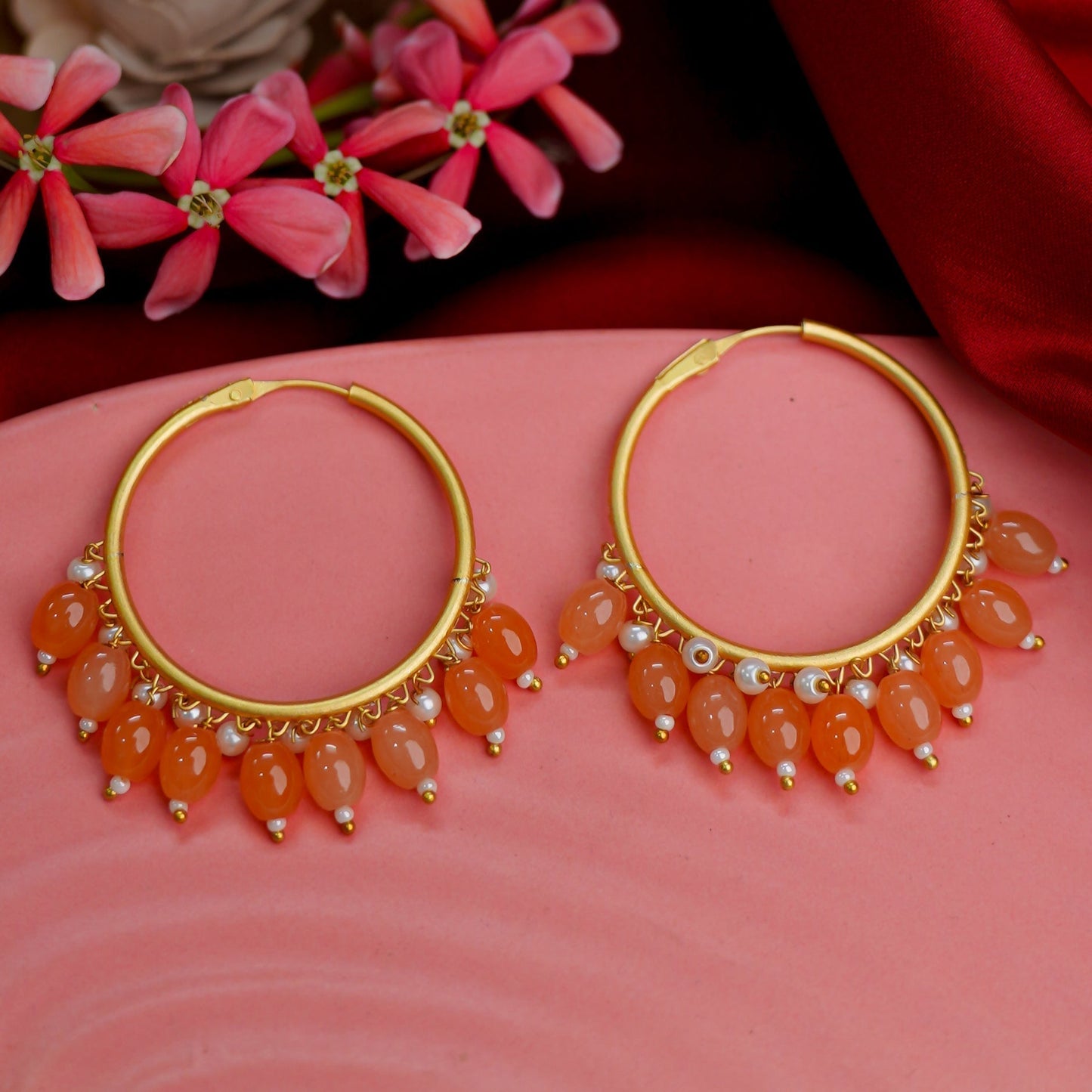 Zoya – Hanging Pearl Hoop Earrings