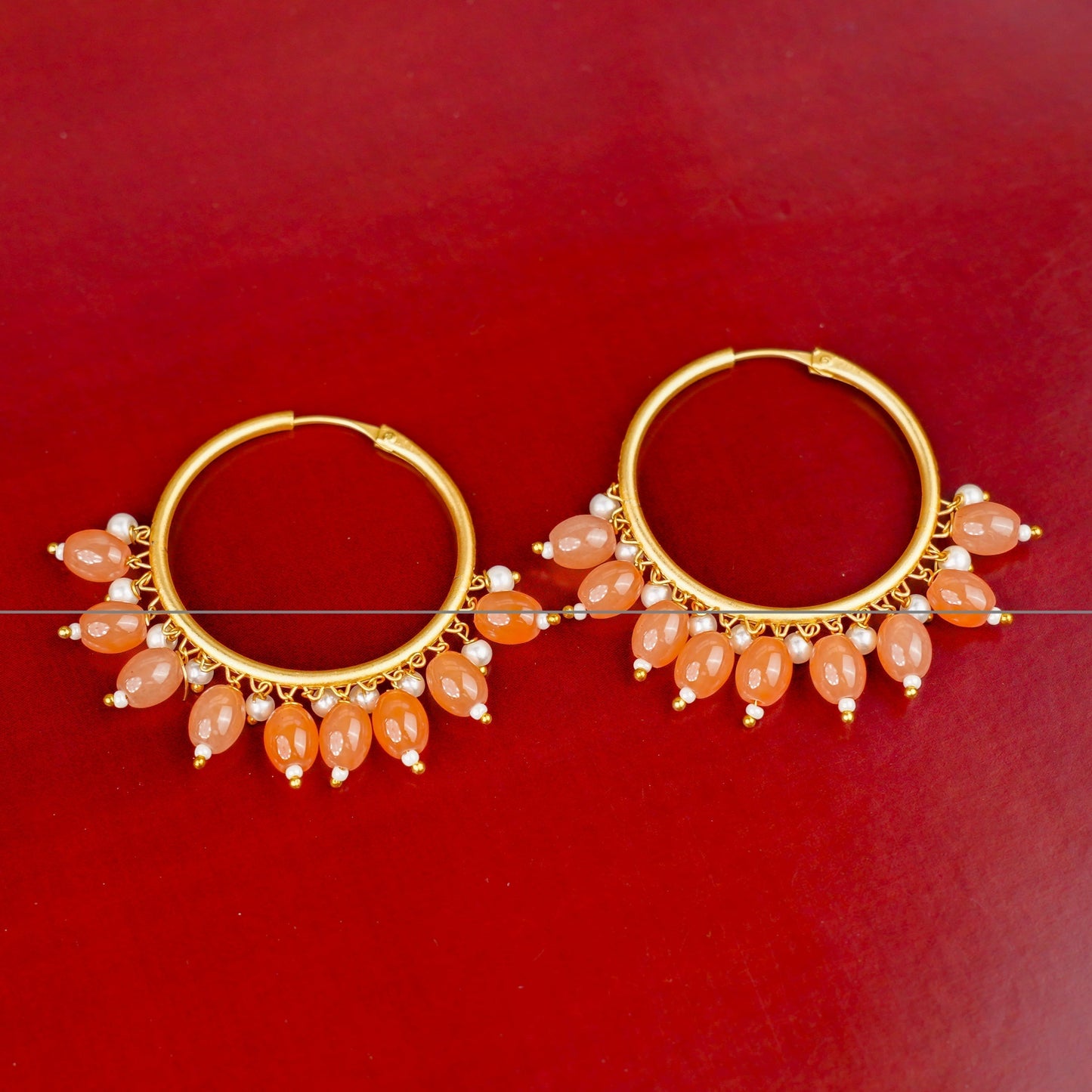 Zoya – Hanging Pearl Hoop Earrings
