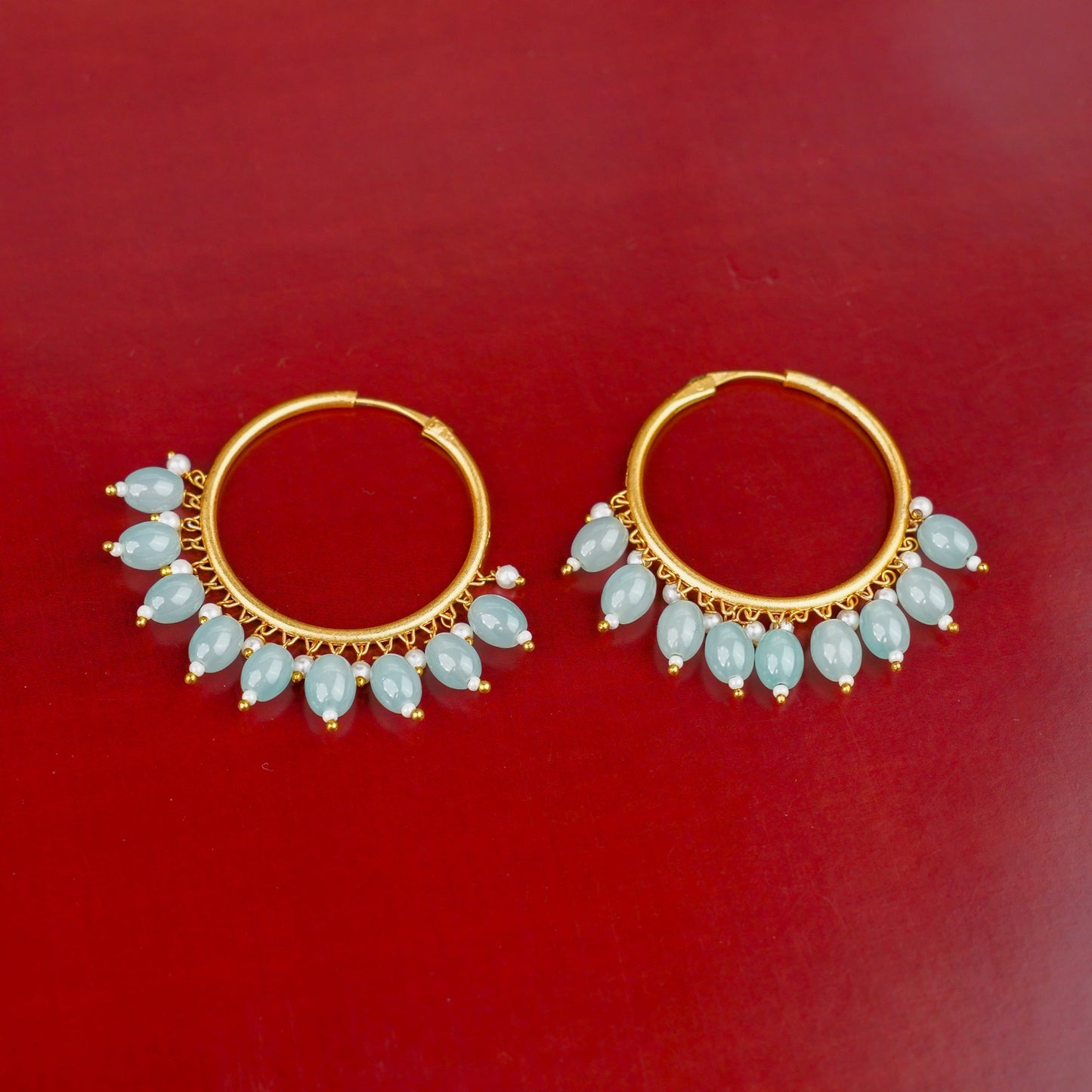 Zoya – Hanging Pearl Hoop Earrings