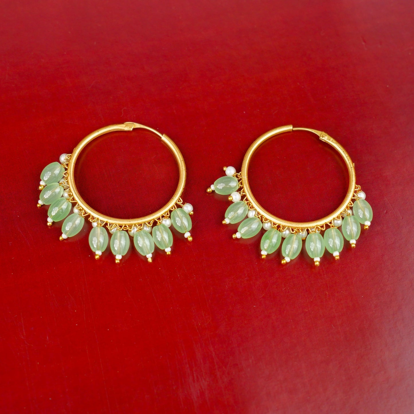 Zoya – Hanging Pearl Hoop Earrings