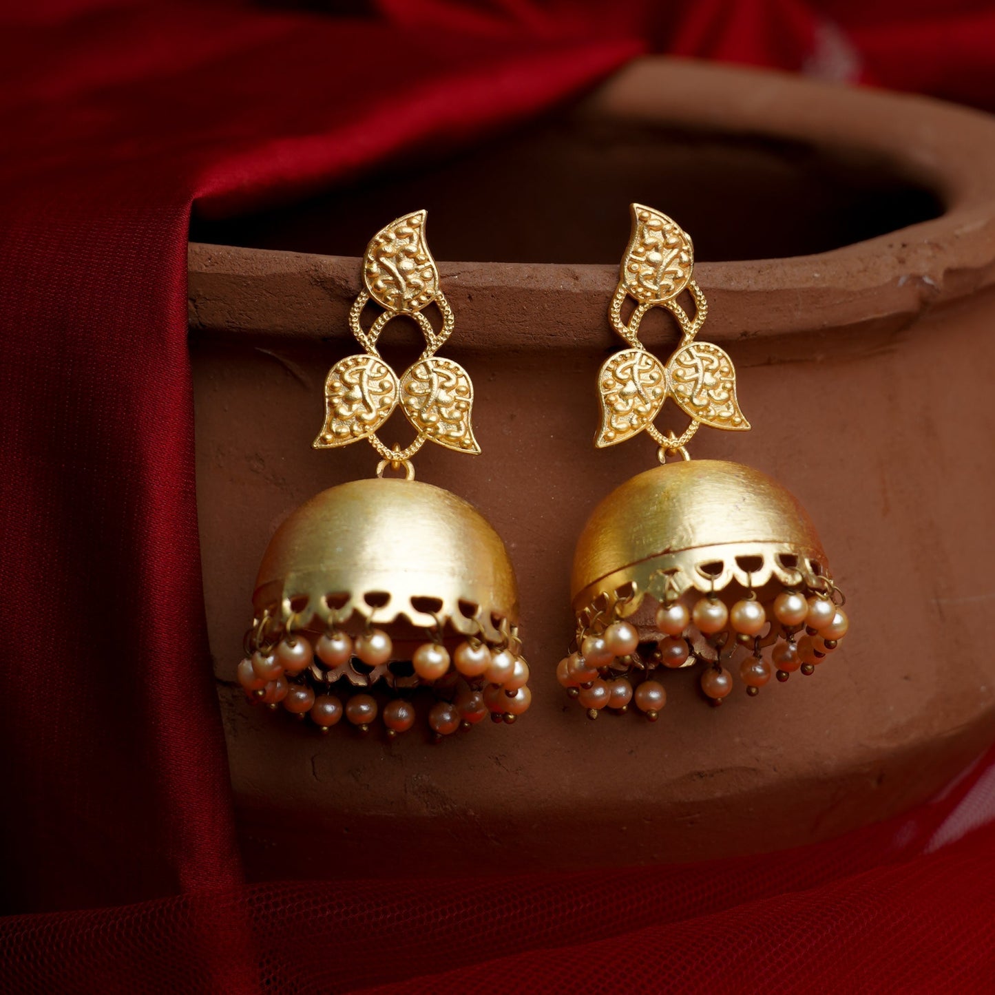 Aparna- Hanging Pearls Jhumka Earrings