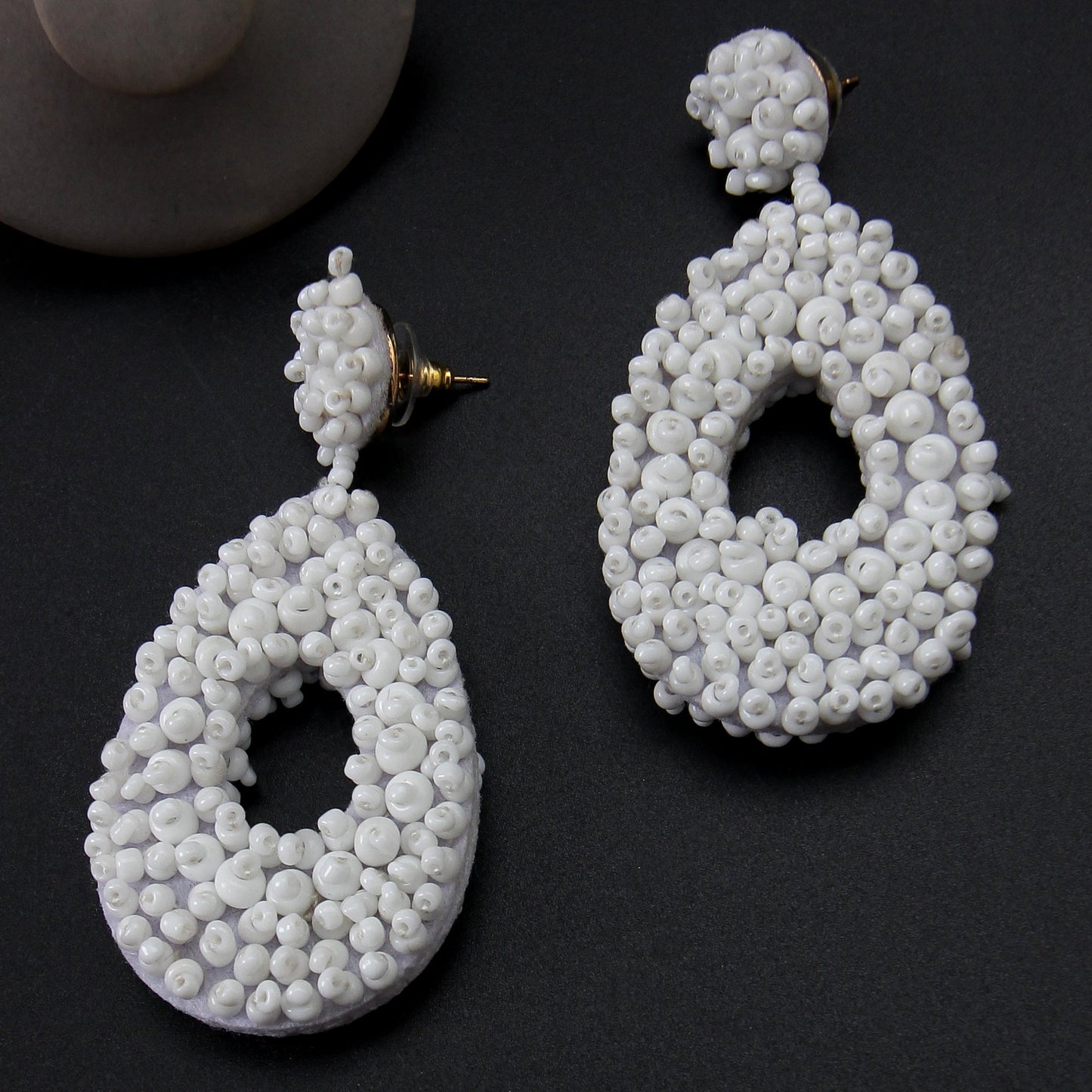 Auric Blaze- Beaded vibrant dangler earrings(White)