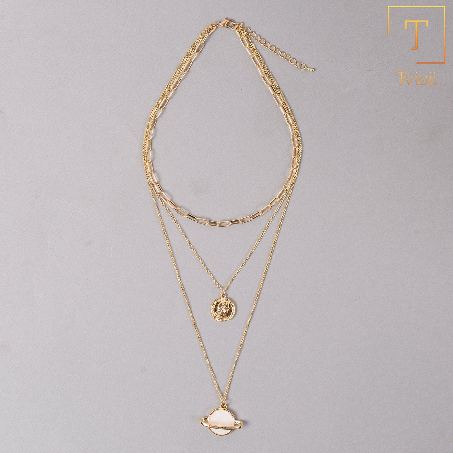 Halo Bloom- golden minimal layered necklace
