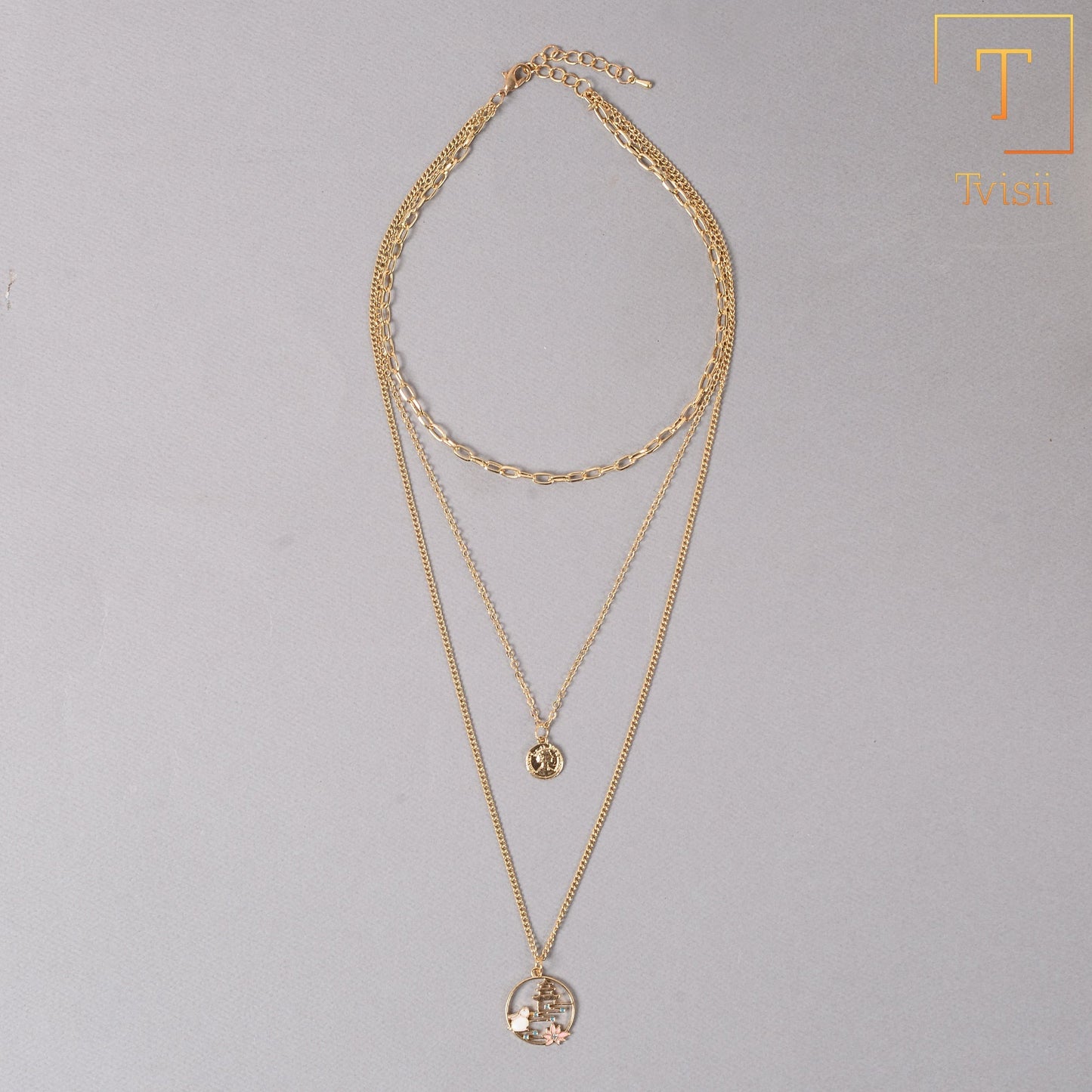 Dawn Thread- golden minimal layered necklace