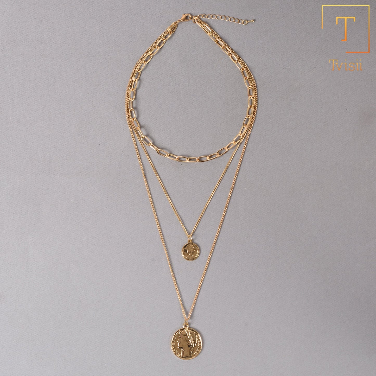 Golden Earth- golden minimal layered necklace