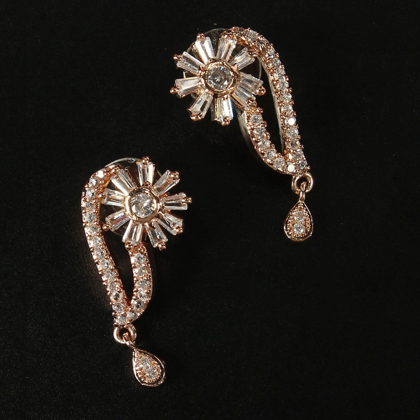 Celunelle- Stone Studded Zirconia Dangler Earrings