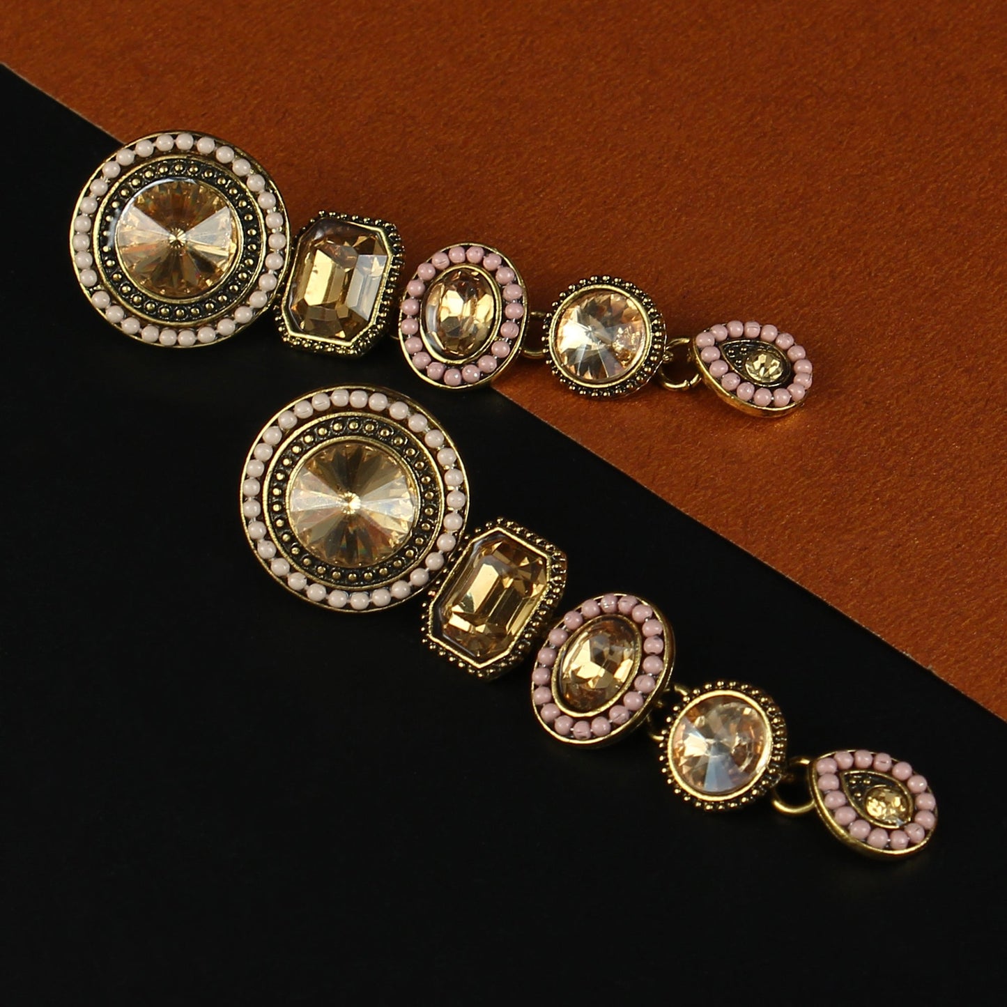 Gleam Drop- Stone studded dangler earrings