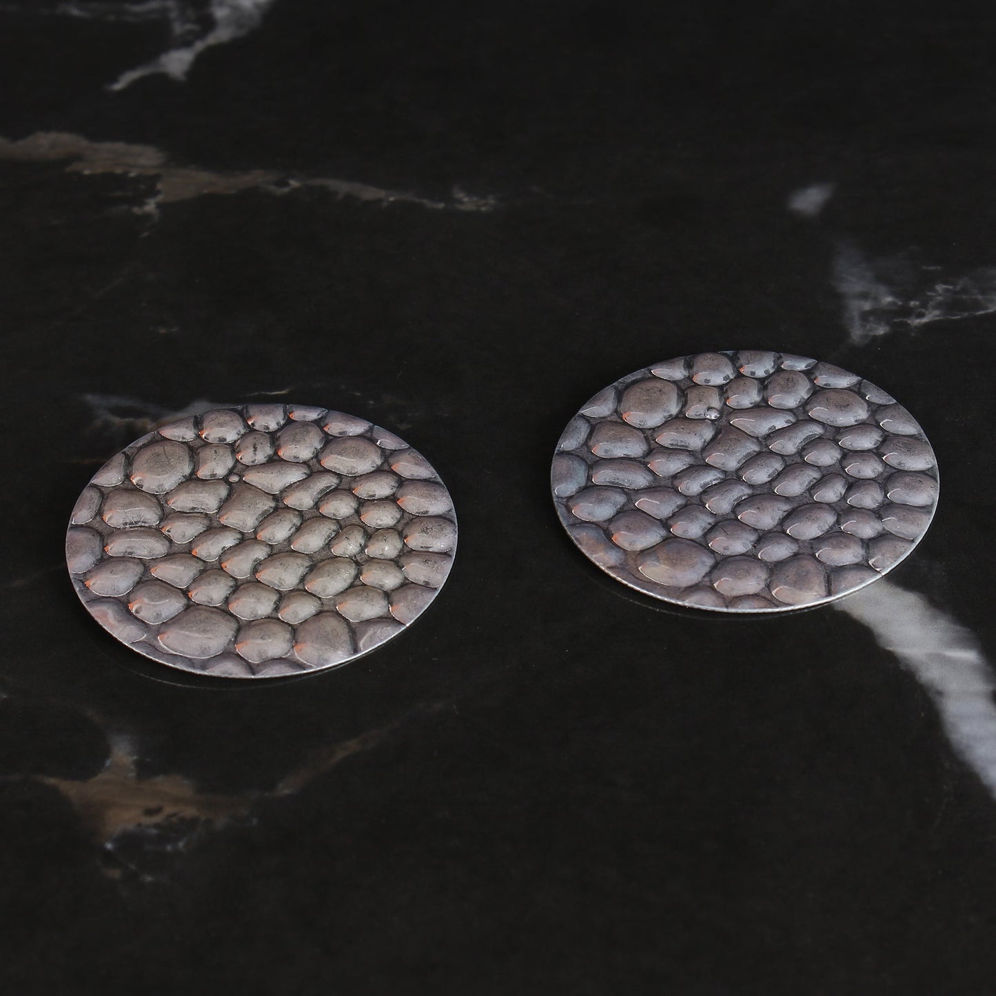 Dew Pebble- Silver stud earrings