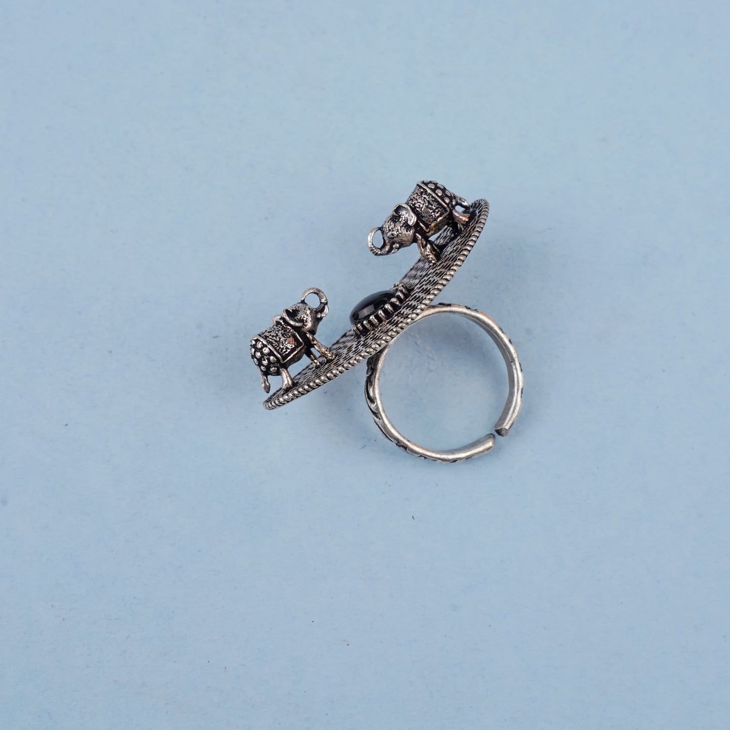 Gajendra- Silver oxidised ring(Black)