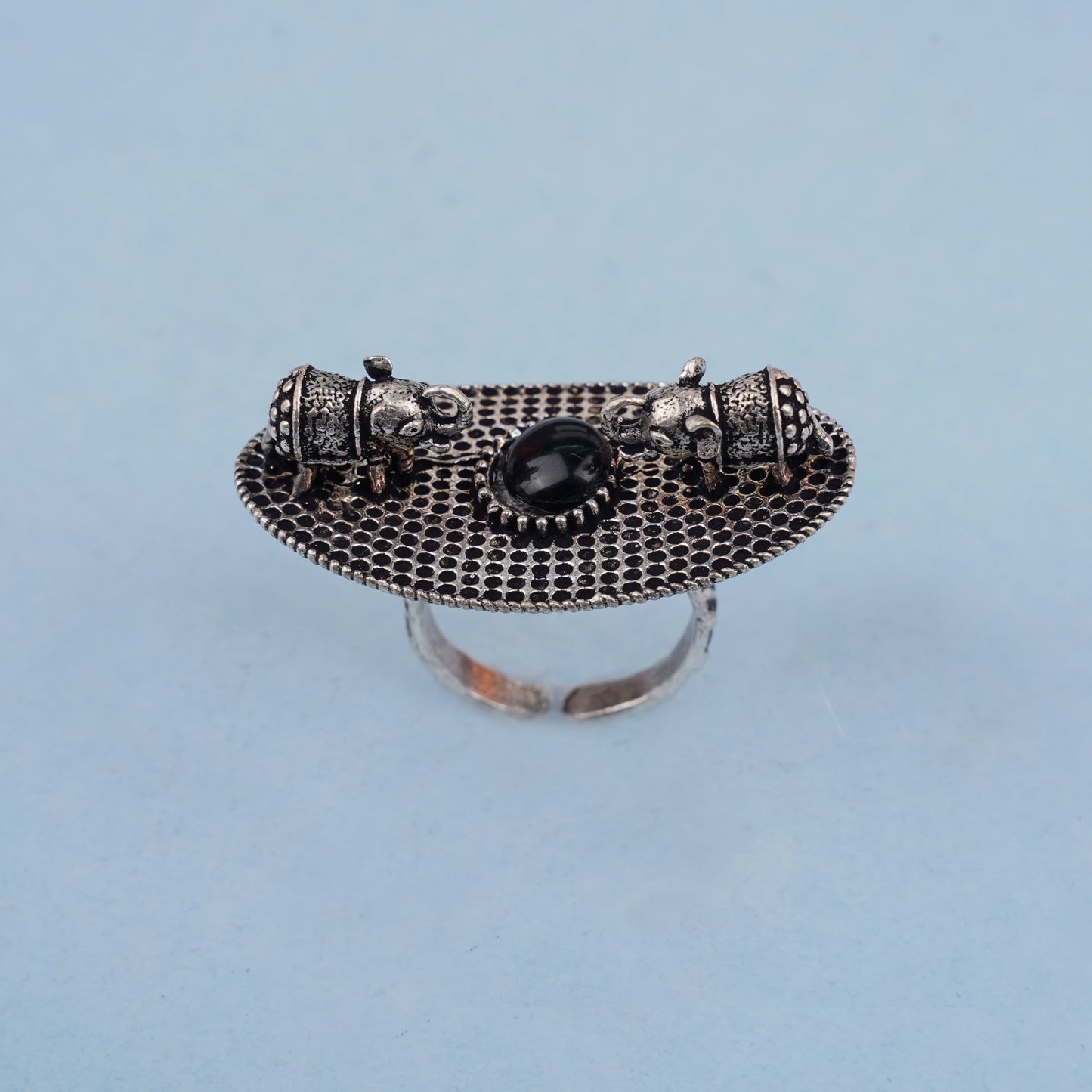 Gajendra- Silver oxidised ring(Black)