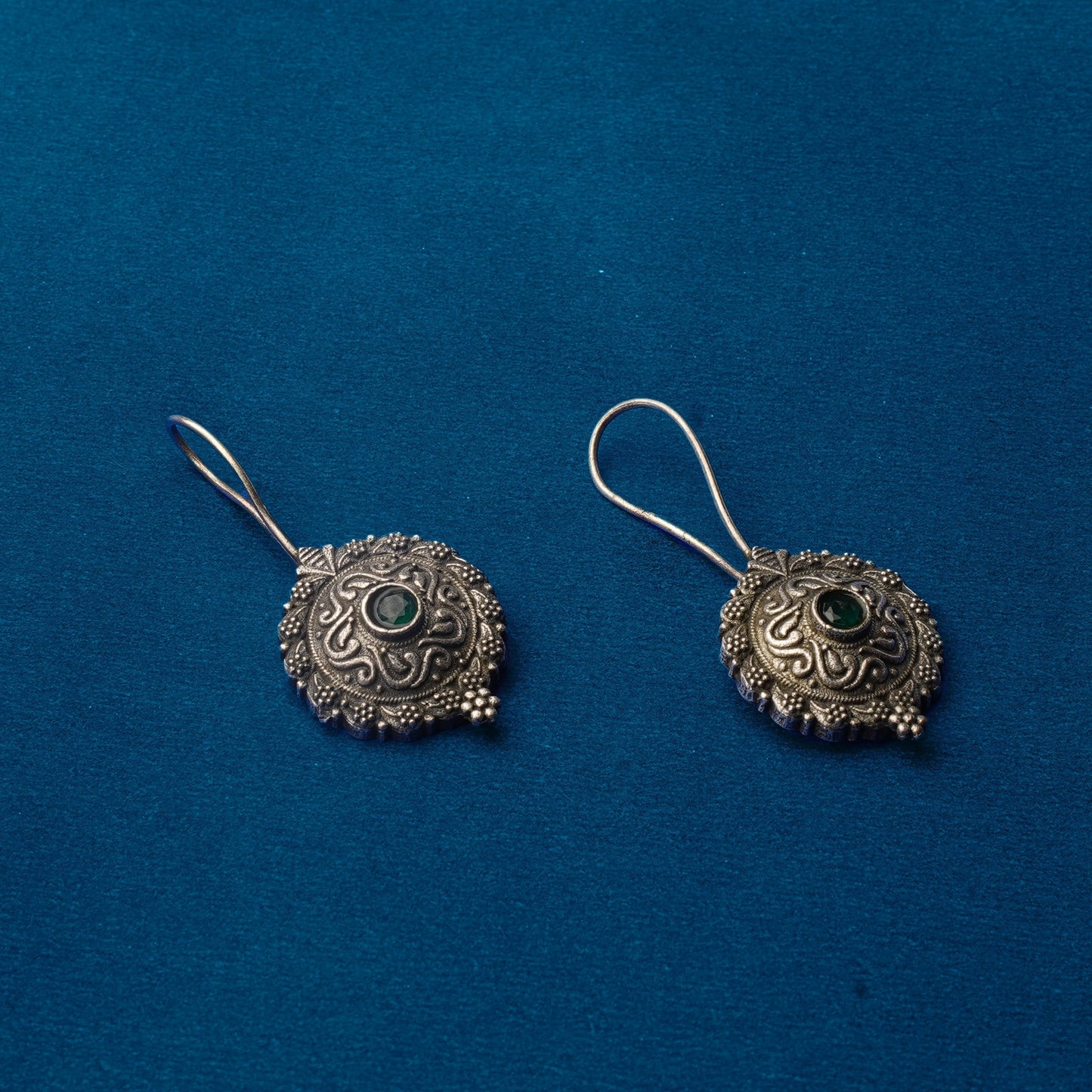 Prabha- Silver Brass Stone-Studded dangler earrings