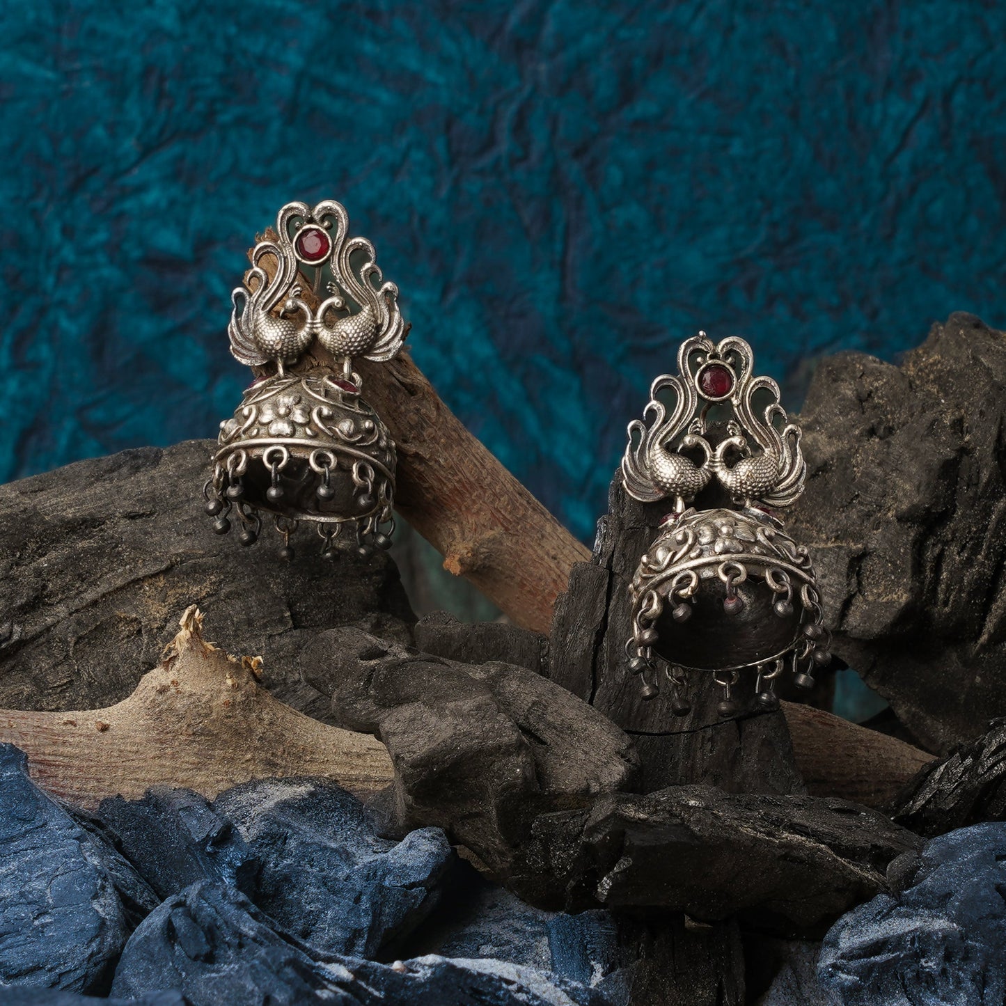 Jhalrika- Silver Brass Pearl jhumka earrings