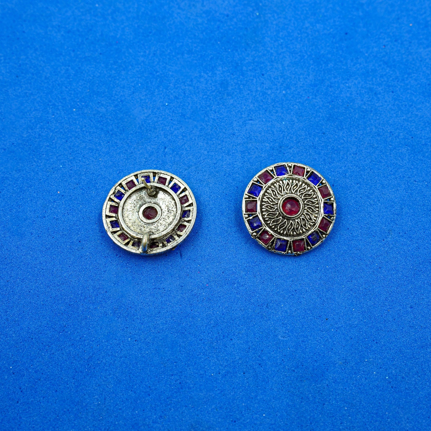 Rangini- Silver Brass Stone-Studded Stud Earrings